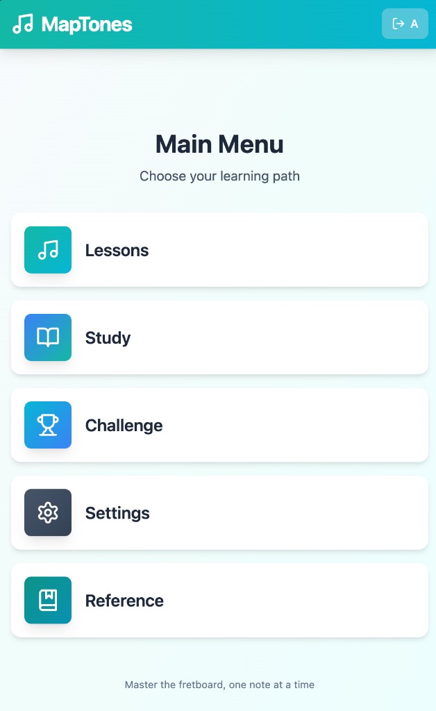 Maptones app main menu screenshot